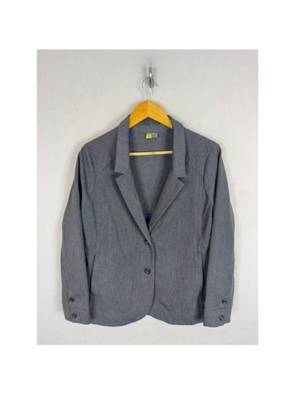 Eddie Bauer Travex Womens P12 Grey Two Button Travel Blazer Jacket Heathered
